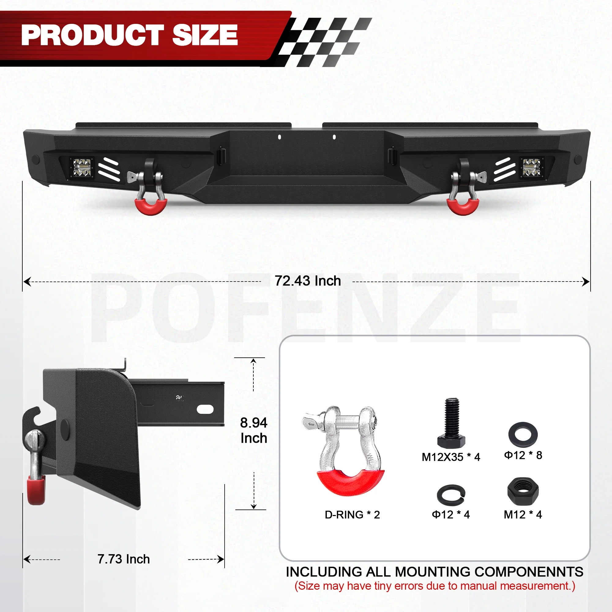 المصد الخلفي لـ Tundra 2000-2006، ممتص الصدمات للطرق الوعرة بعرض كامل مع لوحة خطوة، ضوء، حلقات على شكل حرف D، لوحة ترخيص، ملحقات الالتقاط #3