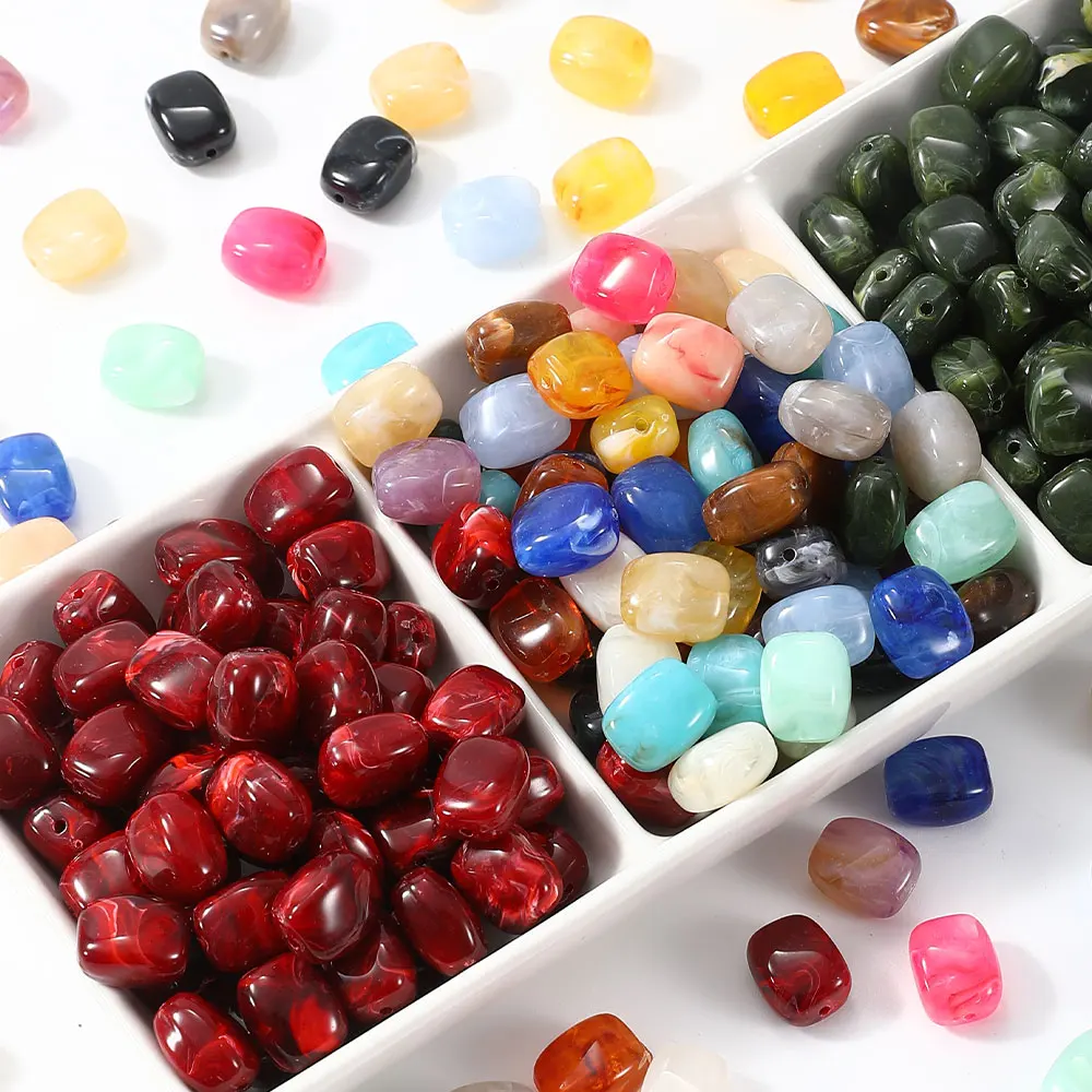 30 Stück 13x10mm bunte Acrylperlen mit Farbverlauf, gemischte glatte marmorierte lose Abstandsperlen für DIY-Armbänder, Halsketten und Schmuckzubehör – Detail 6
