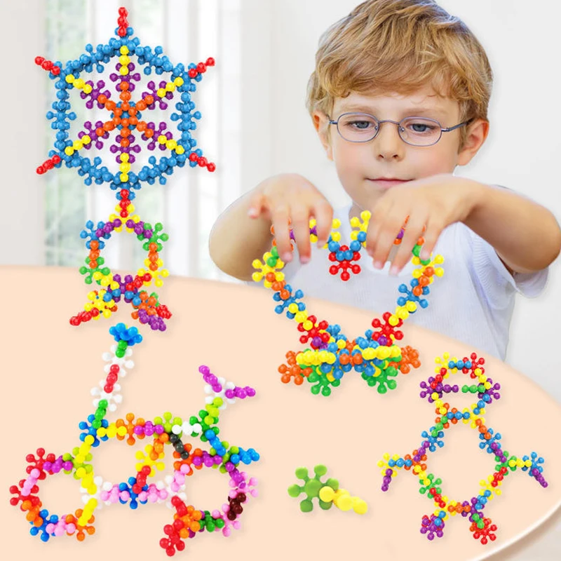 60/100/200Pcs 3D Three-dimensional Rotatable Plum Building Block DIY Assembly Toy Kids Fun Montessori Early Education Puzzle Toy