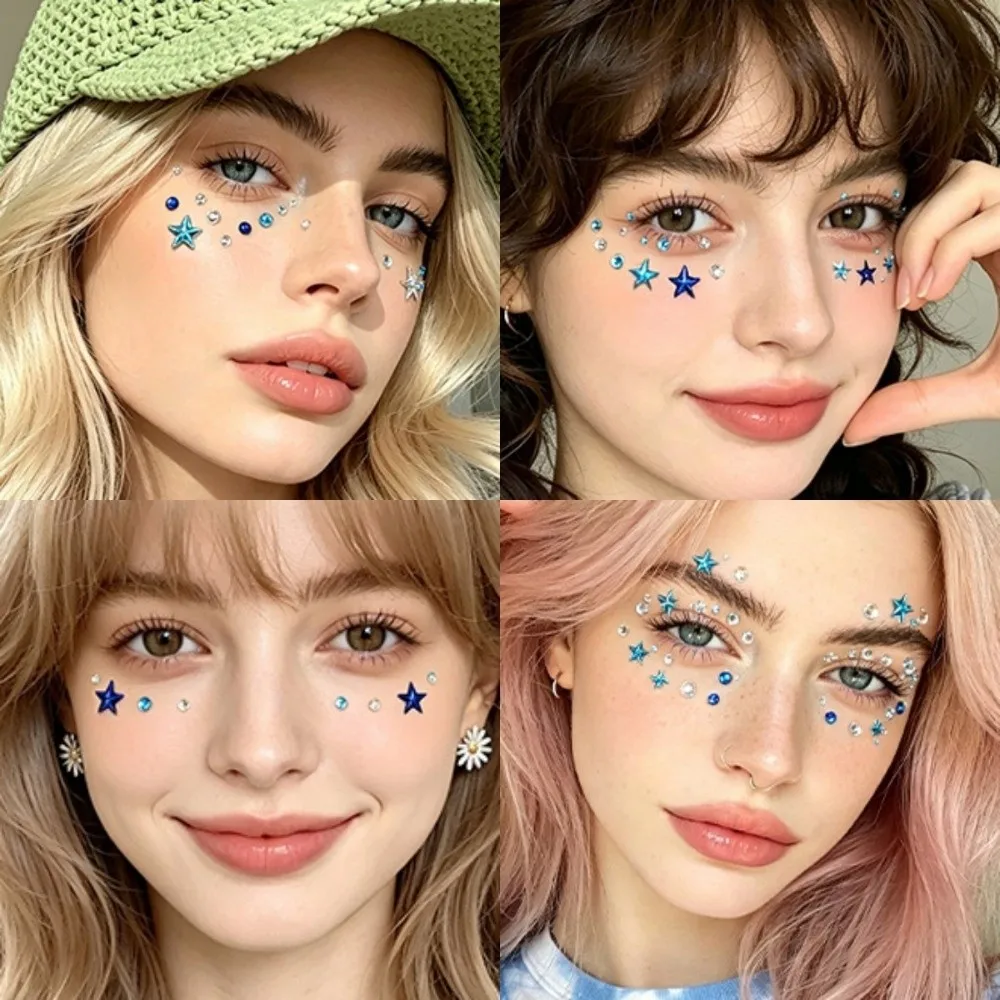 with Adhesive Backing Bedazzling Sticker Makeup DIY Face Eye Jewels Sticker Sparkling Waterproof Crystal Gem Sticker Festival