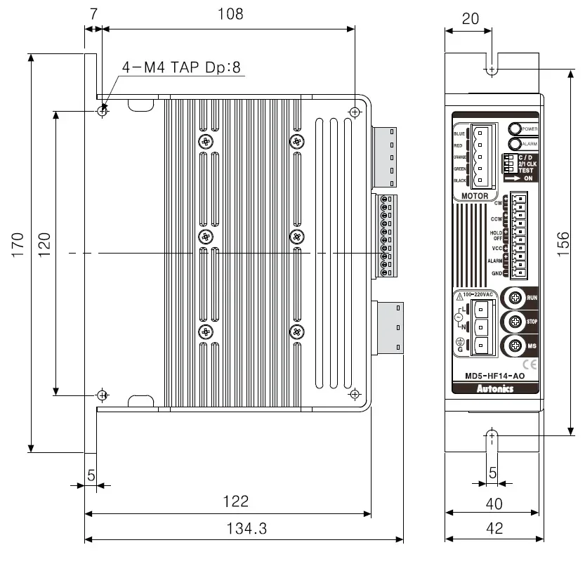 MD5-HF14-AO Autonics 5-Phase خطوة المحرك سائق الكورية خطوة المحرك سائق 100-220VAC ~ 50/60 هرتز