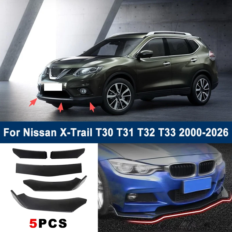 

Adjustable 5Pcs Sectional Front Spoiler Lip For Nissan X-Trail T30 T31 T32 T33 2000-2026 Front Bumper Splitter Sport Body Kit