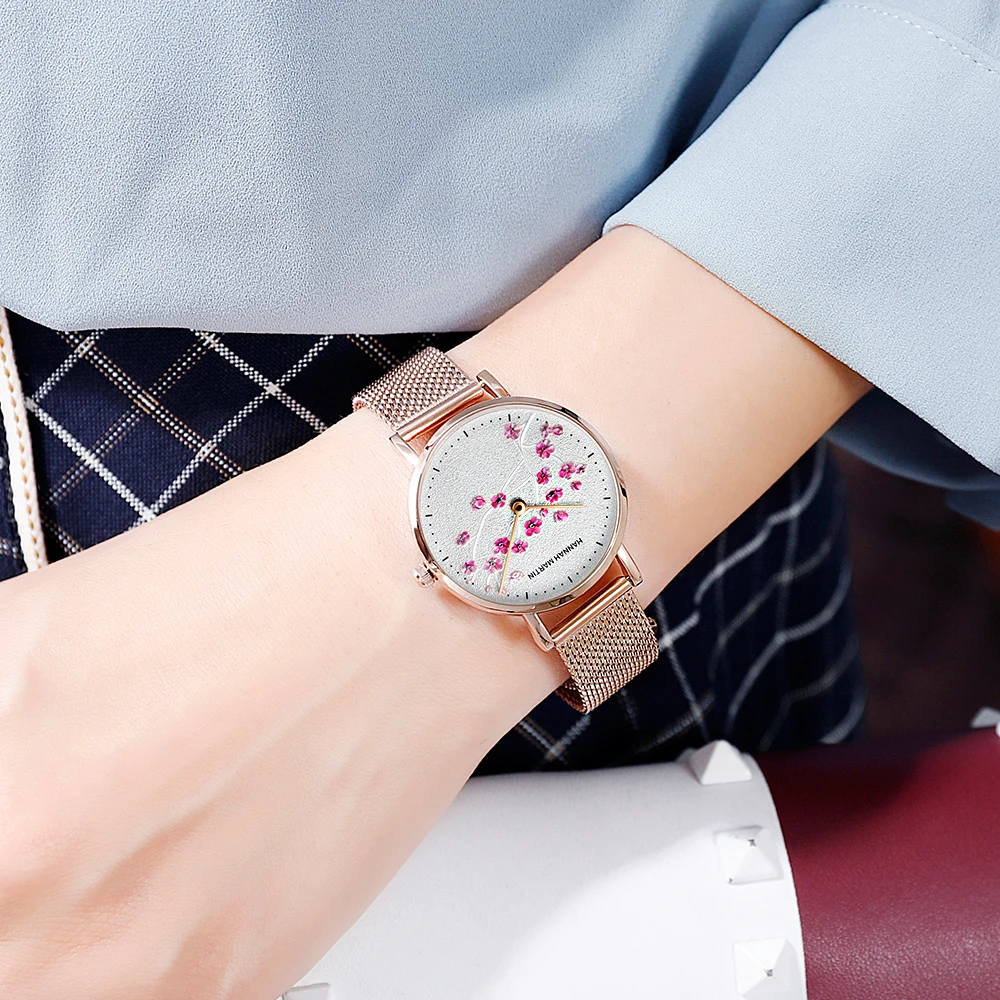 Japan Quartz Movement 10D Red Plum Blossom Genuine Leather Band Female Watch Ladies Wristwatches New Design Watches For Women