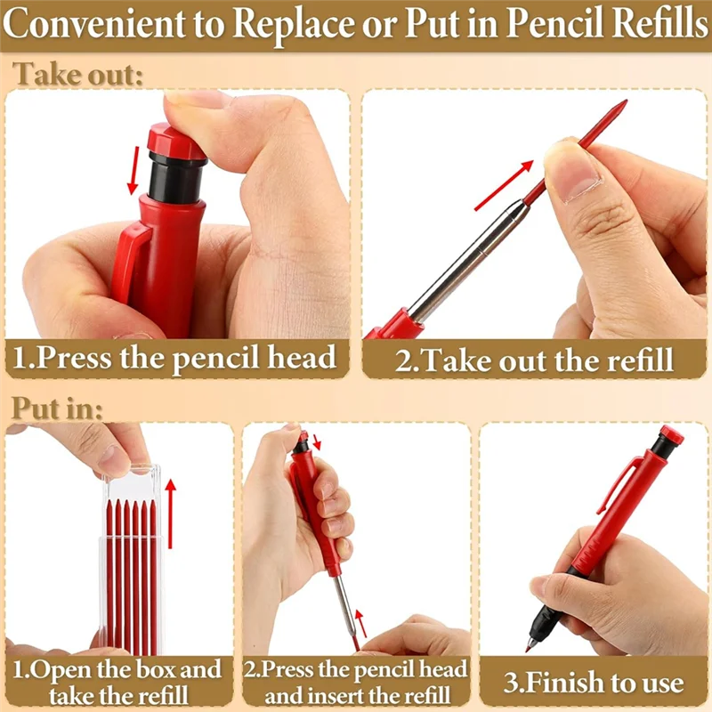 مجموعة أقلام الرصاص الميكانيكية للبناء: 2 قلم رصاص، 24 قطعة عبوات 2.8 مم، مبراة مدمجة - لوضع علامات دقيقة #2