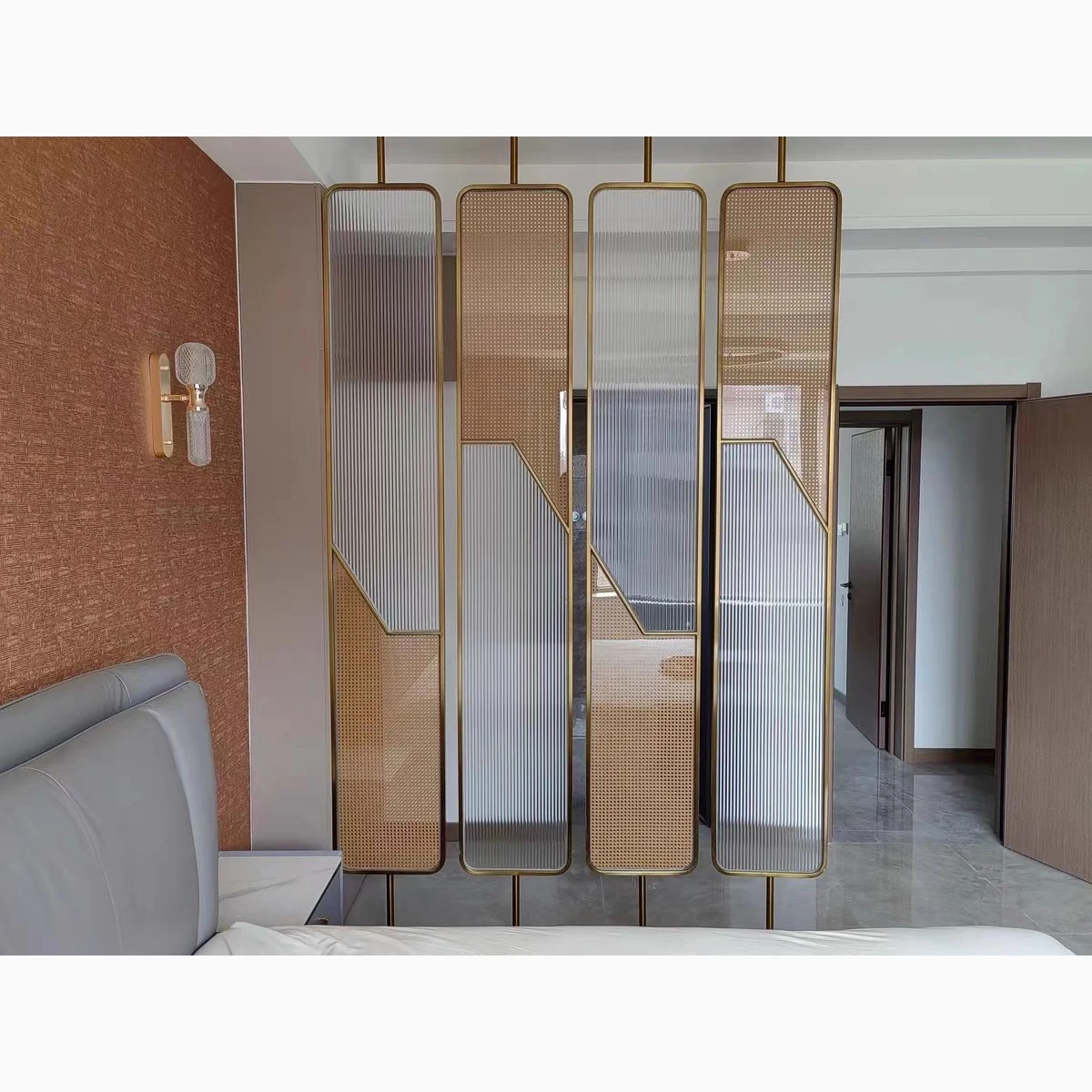 ej-Luxury Modern 2 Fans Panel Screens Contemporary Laser Cut Room Dividers for Home Decor Wall Partition in Living Room&