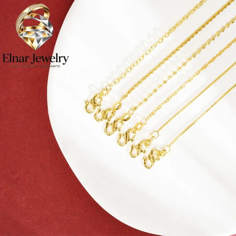 

Elnar Jewelry Luxury 24K 9999 Pure Gold real gold Women's Water Wave Snake Bone Twist Necklace