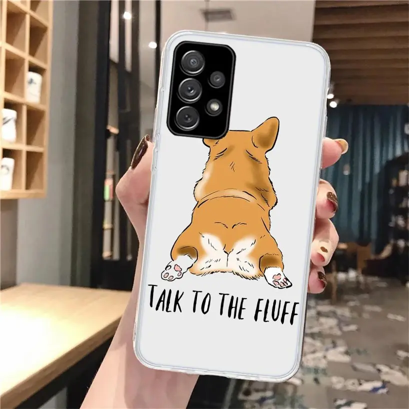 Cartoon Corgi Cute Dog Soft Phone Case For Samsung Galaxy A14 A13 A12 A15 A54 A53 A52 A55 A34 A33 A32 A35 A24 A23 A22 A25 A04S A