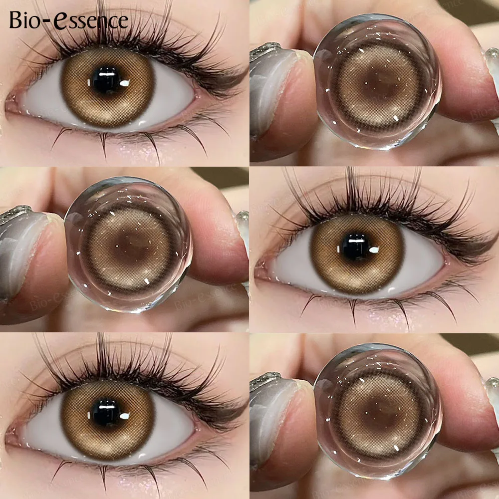 Bio-essence 2 Stück natürliche Kontaktlinsen für die Augen, weiche farbige Pupillen, kosmetische grüne/grau/braune Linsen, jährlich für den täglichen Gebrauch