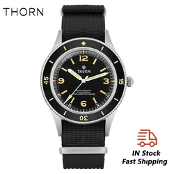 THORN Automatic Mechanical Men's Retro Diving Watch NH35 Movement Mechanical 316L Steel Mineral Crystal 200M Watchproof Luminous