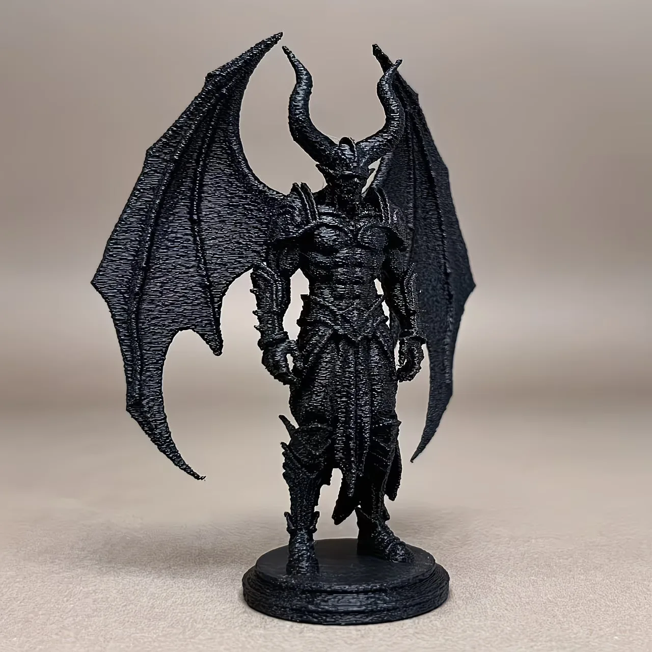 1-piece set of large demon knight figurine, dark fantasy design home decoration, black angel statue ornament, 3D printed personalized ornament for home and car