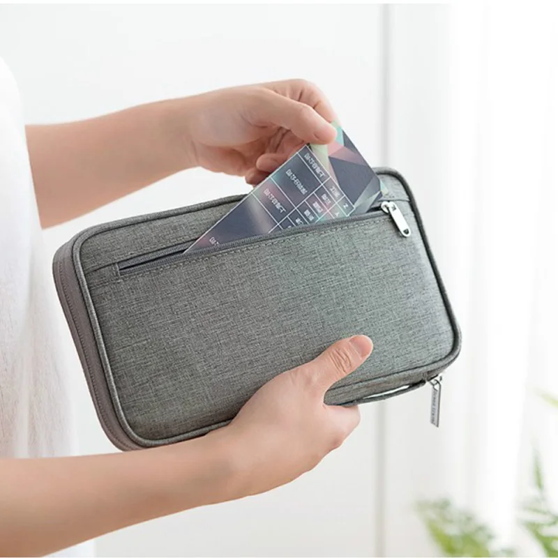 

Travel Waterproof Oxford Cloth Wallet Multi-pockets Family Passport Holder Large Capacity Document Card Bag Accessories
