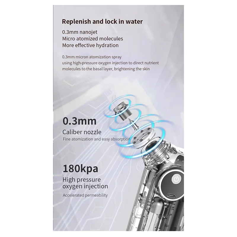 البخاخة الوجه التنظيف العميق البخاخة الوجه الجلد ترطيب ضباب البخاخة فرشاة الهواء ضاغط-A77G