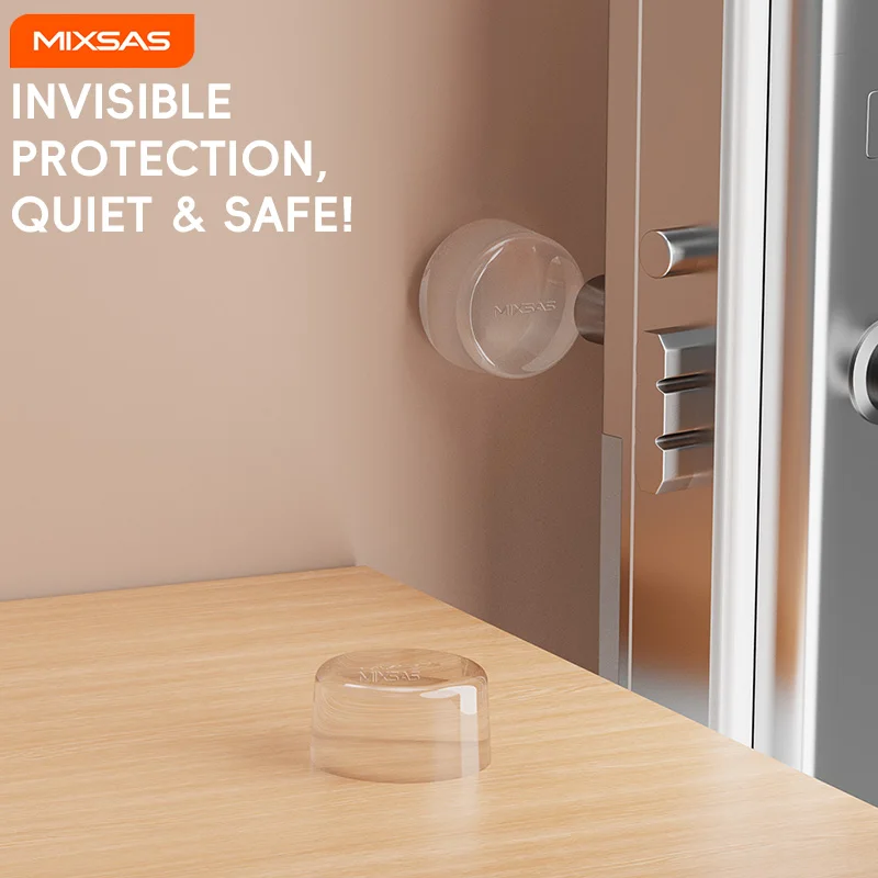 

MIXSAS прозрачный дверной стопор, силиконовые противоударные круглые накладки, наклейки, бесшумные противоударные дверные ручки, настенные защитные бамперы