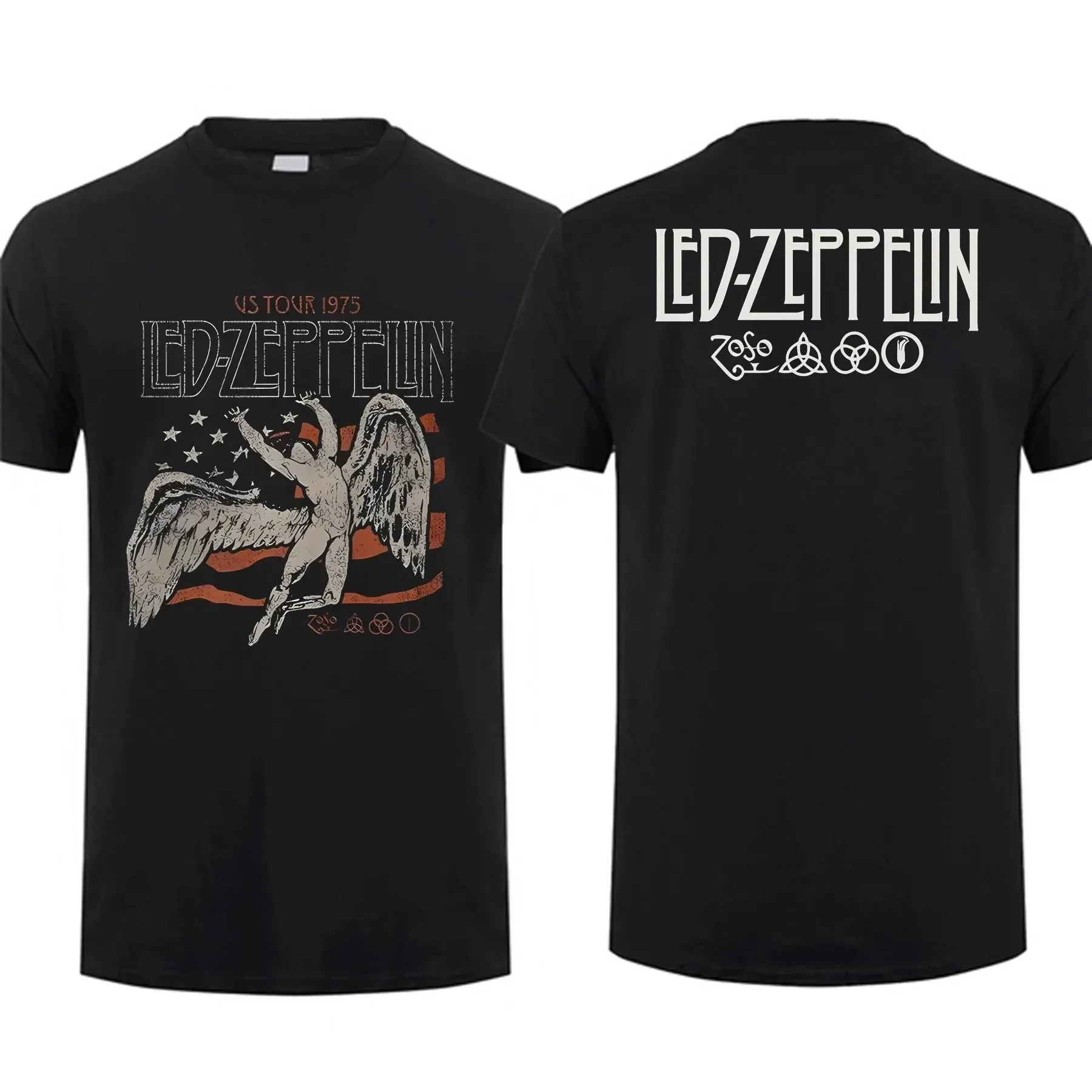 

Amazing Tees Men women Vintage Rock Band Led Tour Mothership Zeppelin T Shirt Double-sided Casual Oversized T-shirt Graphic