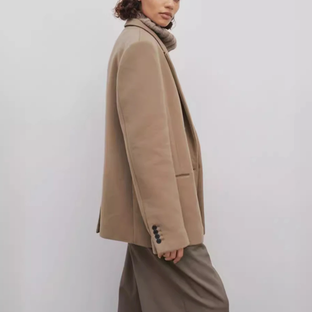 Ladies R0* Fall and Winter New Double-breasted Double-faced Cashmere Jacket Loose Casual Suit Coat