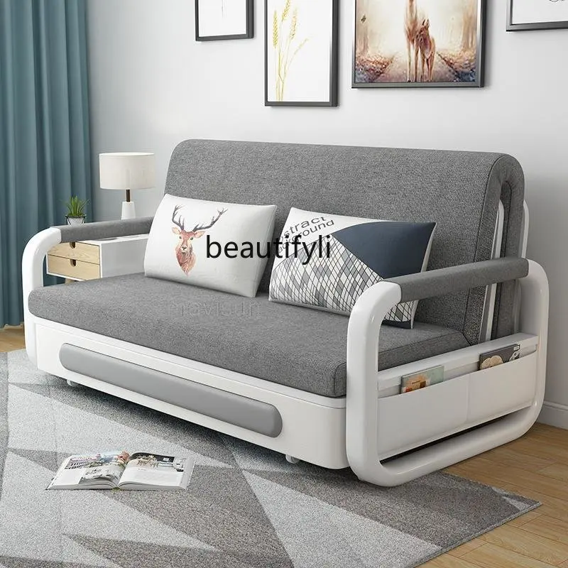 

Multifunctional Folding Sofa Bed Living Room Small Apartment Solid Wood Love-Seat Couch 1.5 Meters Balcony Economical Sofa