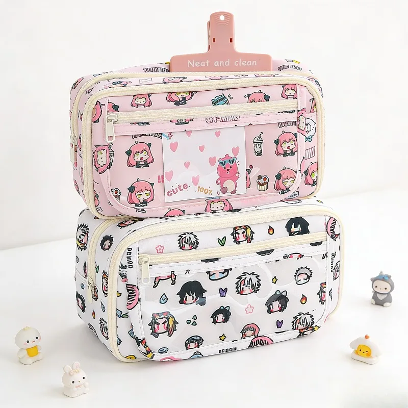 Estuche Transparente para Lápices de Anime Spy X Family Demon Slayer, Bolsa para Alivio del Dolor, Estuche para Lápices de Gran Capacidad, Estuche para Lápices Bonito