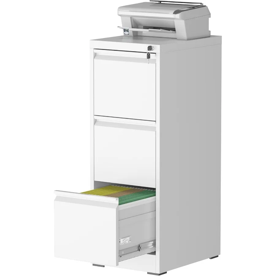 3 Drawer File Cabinet with Lock Steel Vertical Filing Storage Cabinet for Home Office HeavyDuty File Cabinets for Letters Legal