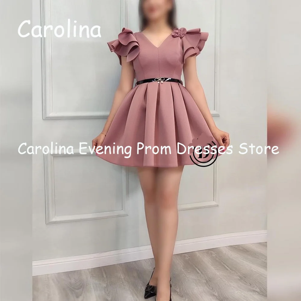 Carolina Satin A-line Sweetheart Popular Ruffle Prom Gown Knee Length Evening Formal Elegant Party Dress for Women 2023