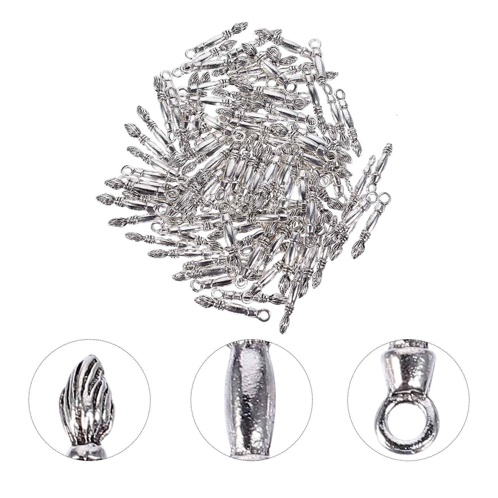 

100 Pcs Alloy Jewelry Charms Ink Brush Shape Pendants DIY Necklace Bracelet Earring Anklet Crafts Metal Mini Choker Women Smooth