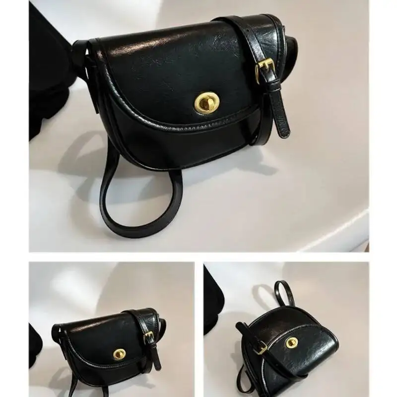 Bloom Vintage Brown Mini Women Retro Pu Leather Saddle Messenger Bag Purse Ladies Haruku Casual Crossbody Bags Aesthetic