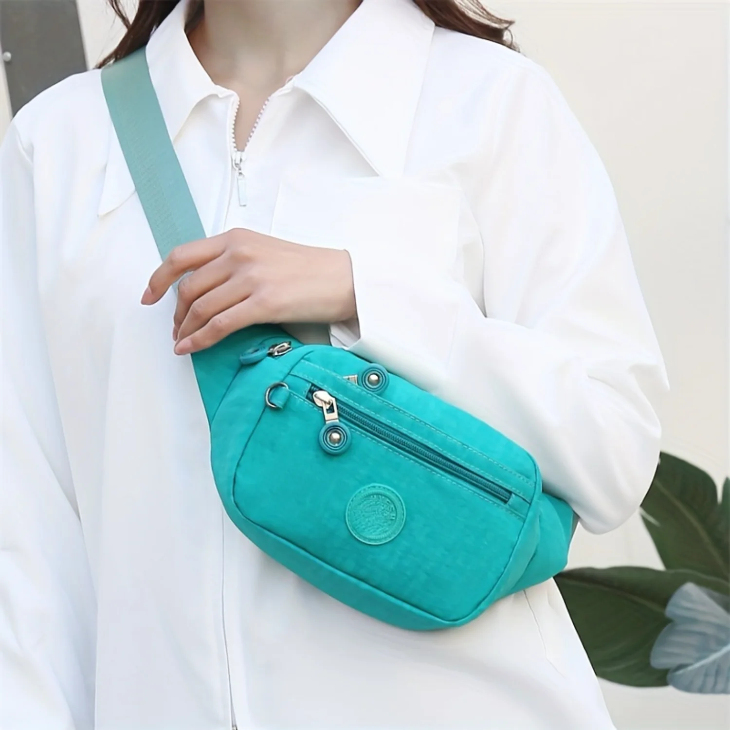 Simple Waist Bag, Letter Patch Decor Crossbody Bag, Casual Nylon Phone Bag For Outdoor Travel Sports Bum Bag Fanny Pack