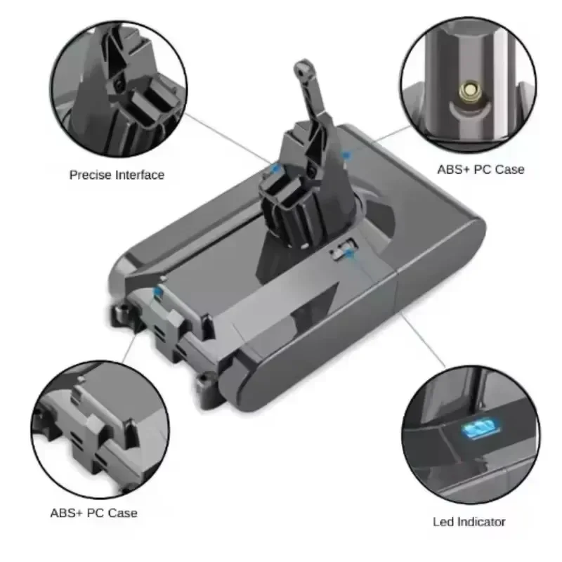🍇 بطارية ليثيوم أيون جديدة عالية السعة21.6V12800mAh لبطارية دايسون V6 DC58 DC59 DC61 DC62 مكنسة كهربائية SV09 SV07 SV03 SV04 SV06