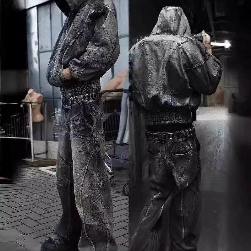 

Retro Waed Loose Straight Leg Denim Jeans ex Street Sle Casual Comfortable Fit Classic Bla Color for All Ages