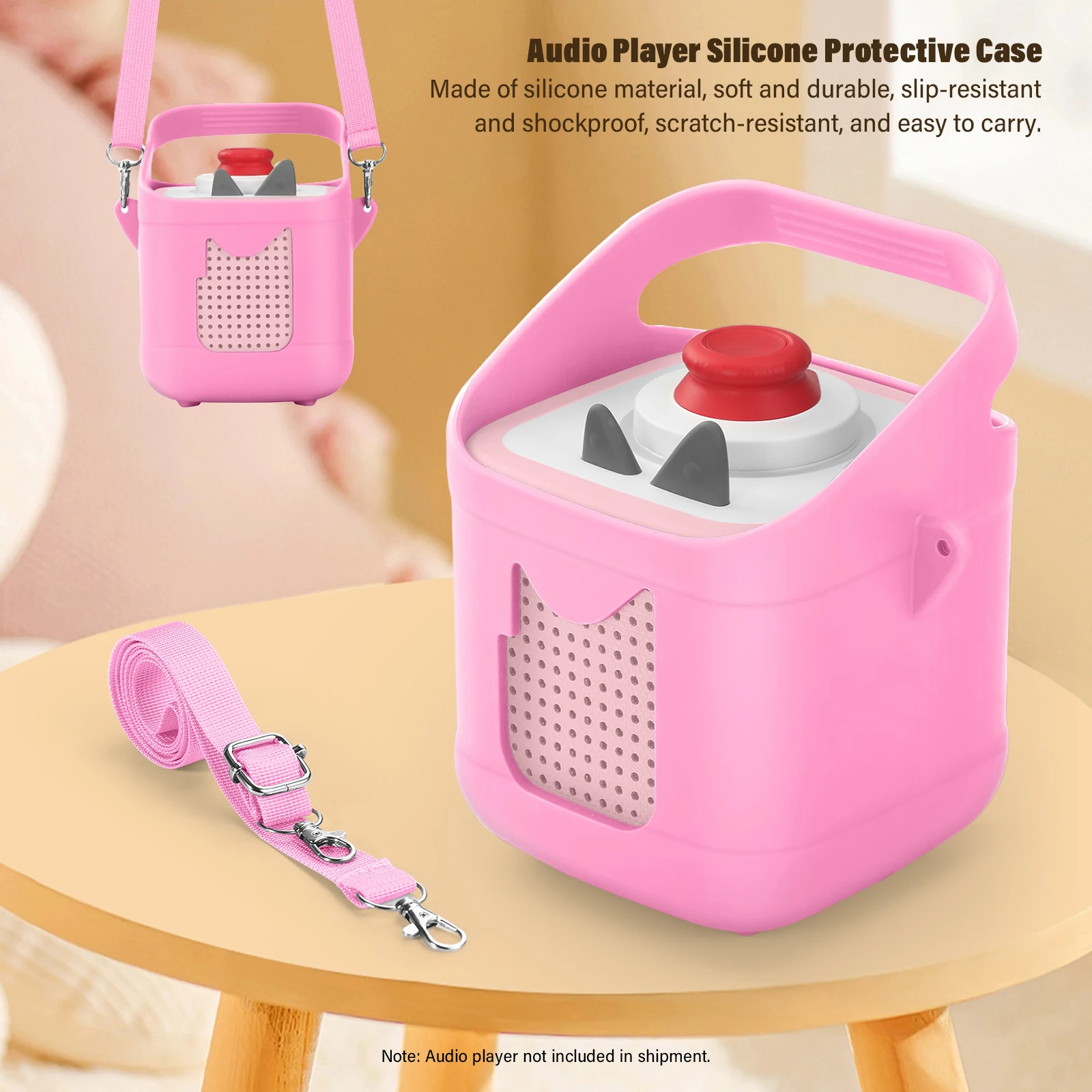 Funda protectora de silicona suave con asa de transporte, cubierta protectora antideslizante a prueba de golpes para reproductor de audio Toniebox 2/Toniebox 1