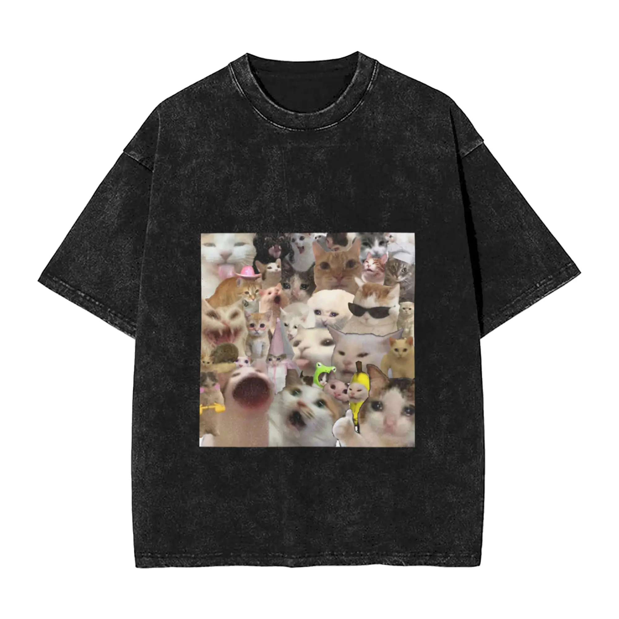 Meme cat reaction Unique Comfort A T-Shirt Oversized Short Sleeve Men's Women's Cotton Tees Tops