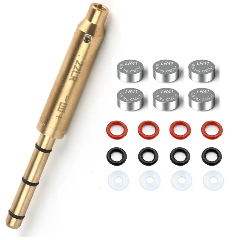 Mira láser táctica. 177/.22LR/.223 Rem/9mm/7,62mm Cal punto rojo puntero láser colimador cartucho Boresighter para pistolas