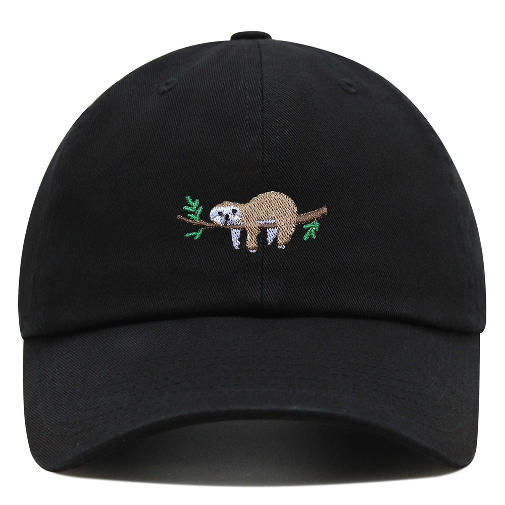 Sloth Baseball Cap  Embroidered  Animal Association Dad Hat  Cartoon Cute  Woman Summer Cotton Sun Hat Man Trucker Hats