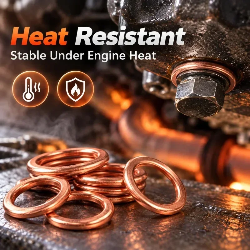 Oil Pan Round Screw Seals Suitable for Volkswagen Magotan Sagitar and Audi Engine Oil Pan Screws Pure Copper Gaskets 10-100pcs