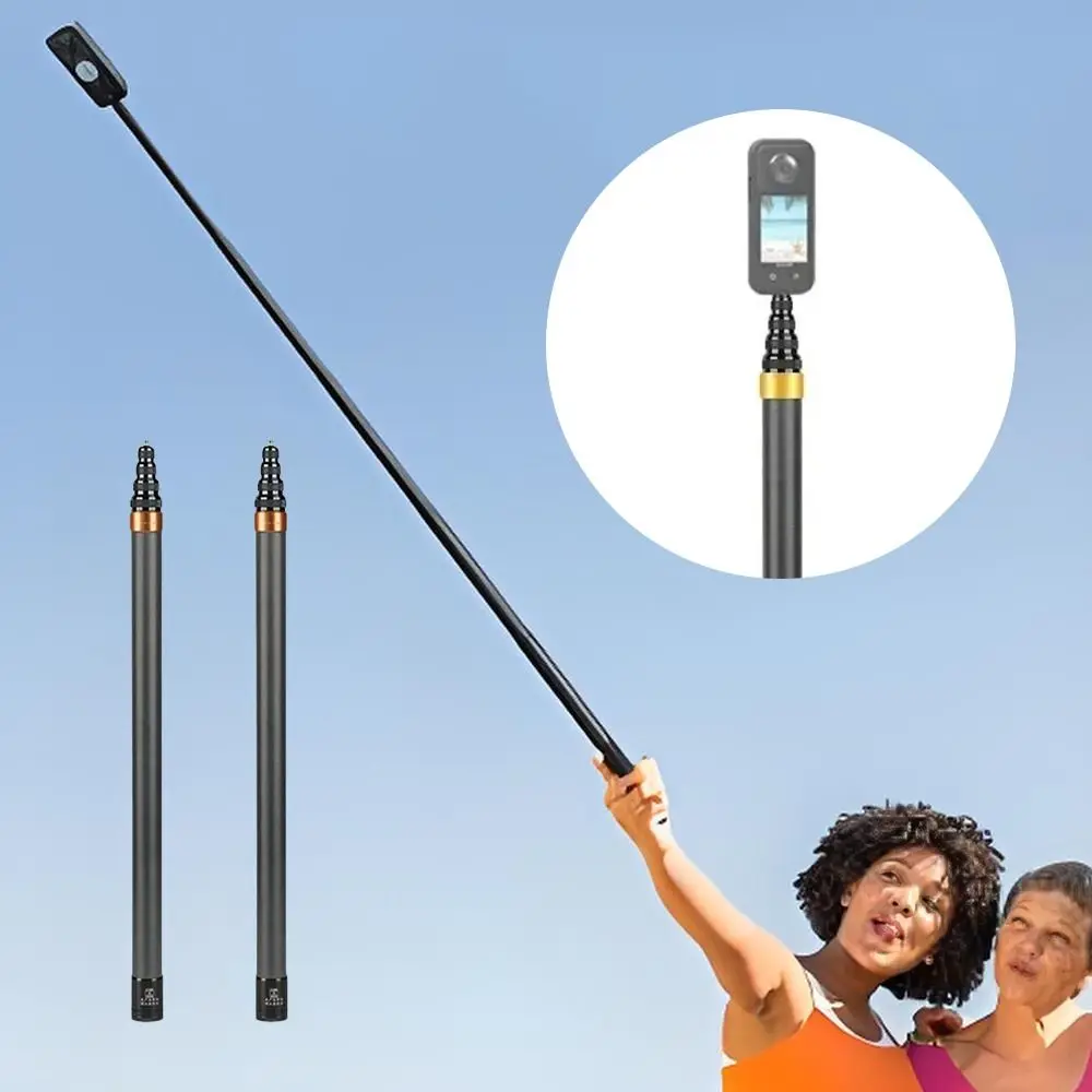 Adjustable Carbon Fiber Selfie Stick Mini 1/4 inch Thread Camera Selfie Sticks Non-slip for Insta360 X3 GO3 Action 4 DJI GoPro