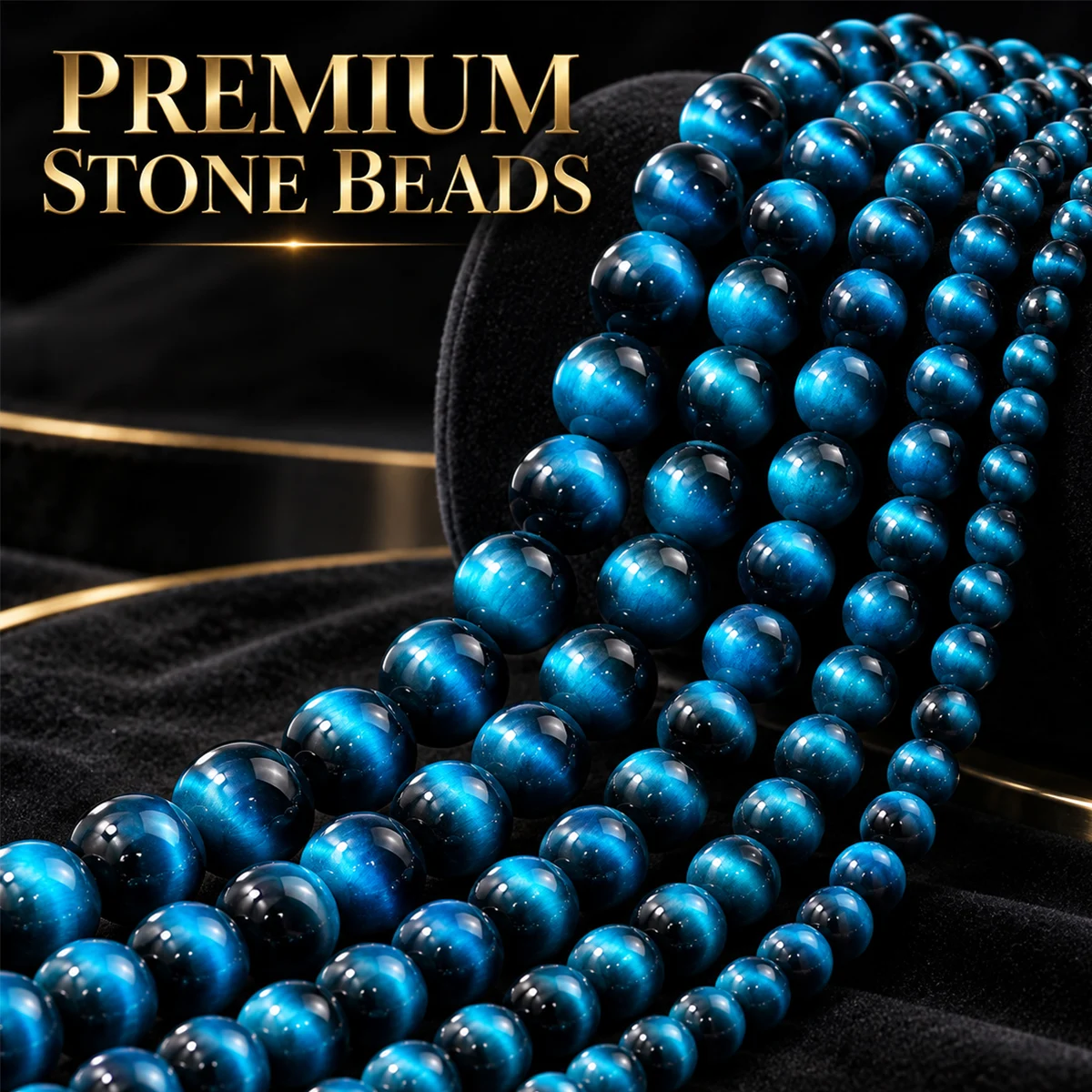 8/10/12mm 16/18/24pcs Stone Stained Glass Tigers Eye Lake Blue For DIY jewelry Bracelets Necklaces and Accessories