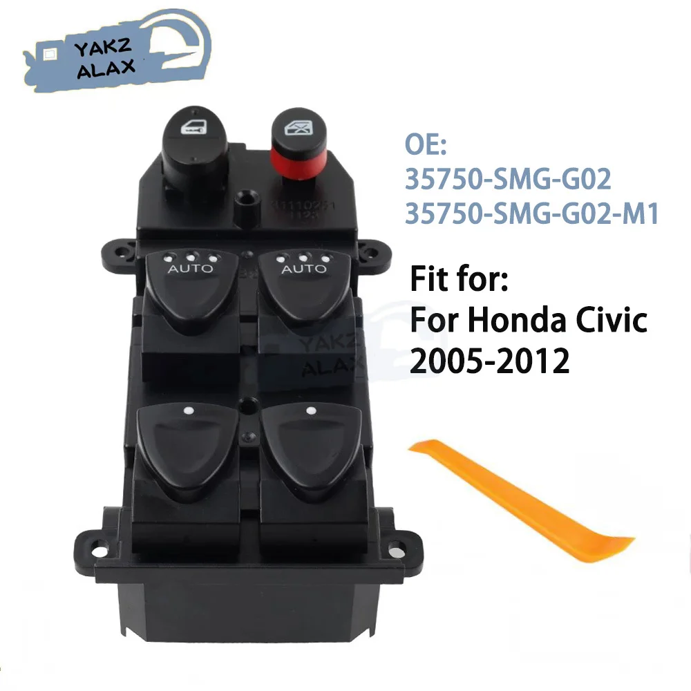 Para Honda Civic 2005 2006 2007 2008 2009 2010 2011 2012 Interruptor de Controle Elétrico do Vidro da Porta Dianteira Esquerda 35750-SMG-G02
