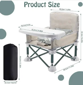 Portable Kid Chair Indoor Outdoor Folding Children Seat High Dining Stool with Detachable Feeding Tray Travel Camping Furniture