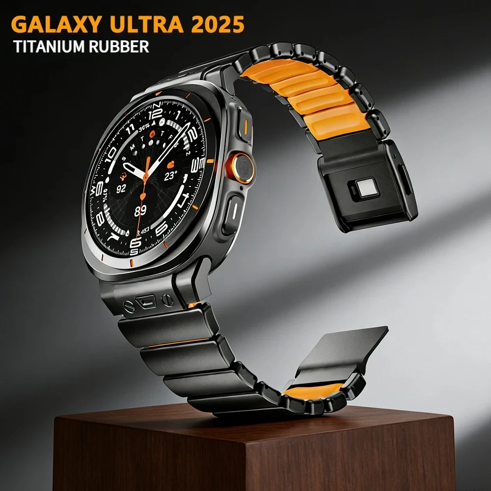 

Металлический ремешок без зазоров для Samsung Galaxy Watch Ultra 2025, из нержавеющей стали, с резиновой вставкой, для GALAXY Watch Ultra 47 мм, деловой браслет