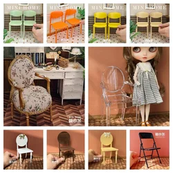 1:6 Doll House Miniature Furniture Stool Sofa Assembly Material Blythe Mini Model BJD Simulated Living Room Scene Shooting Props