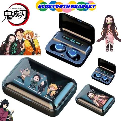 Demon Slayer Kamado Tanjirou Kamado Nezuko Cartoon Cute Bluetooth Headset Sports Fitness Convenient Wireless Charging Headset