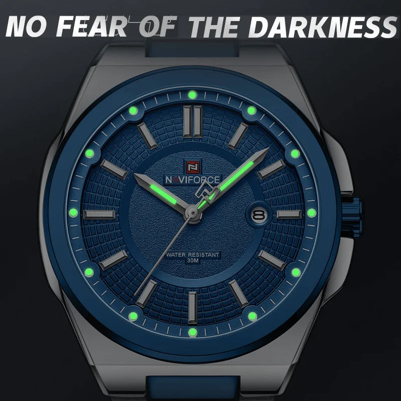 NAVIFORCE Mens Stainless Steel Strap Business Quartz Waterproof Luminous Calendar Daily Outdoor Casual Wristwatch Gifts box