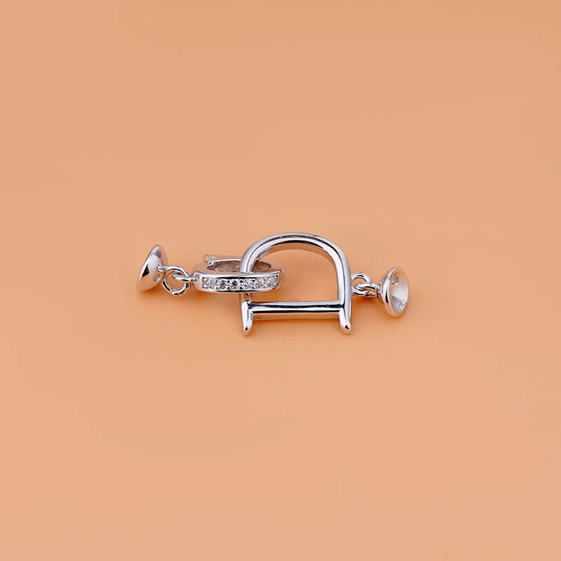 S925 Sterling silver D type buckle necklace bracelet connection buckle semi-finished handmade DIY jewelry accessories
