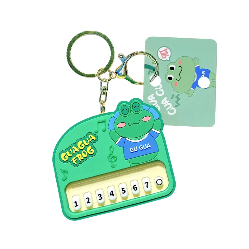 Mini pianomuziek speelgoed sleutelhanger creatieve lichtgevende elektronische pianotas hanger cartoon dier piano oplichten sleutelhanger charme cadeau