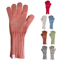 2pcs Bows Pattern Mittens Trendy Female Mittens Outdoor Activity Warm Gloves for Evening Wear and Outdoor Use Dropshipping