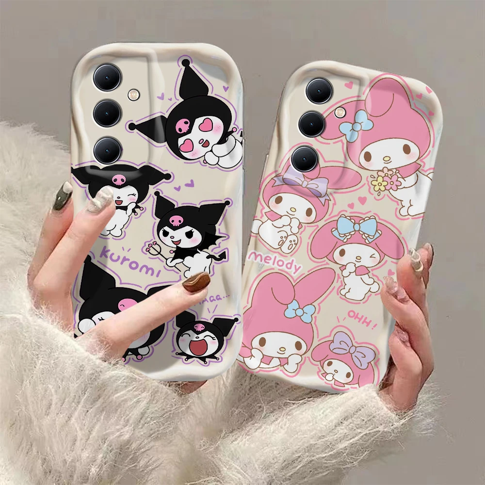 Чехол для телефона Kuromi My Melody Pacha с объемными волнами для Samsung Galaxy S24 S23 S21 S20 FE Plus Ultra 4G 5G, Мягкая силиконовая задняя крышка