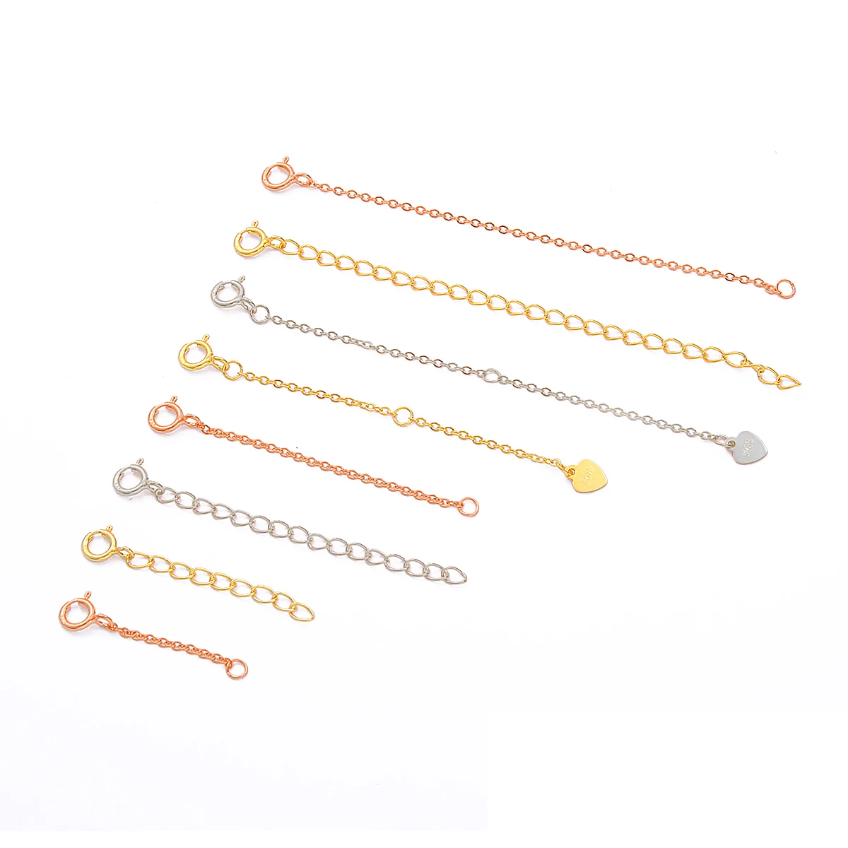 

1Pc 925 Sterling Silver 3/5/6/8cm Extension Tail Chain Spring Buckle Connector For DIY Jewelry Making Findings Bracelet Necklace