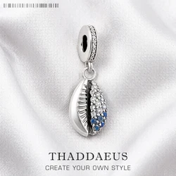 Real 925 Sterling Silver Fashion Jewelry Blue Stone Shell Pendant Dangle Charm For Women Men Lucky Gift Drop Shipping Wholesale