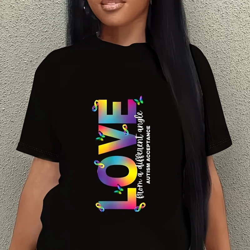 Love from a Different Angle Acceptance Rainbow Women's Plus Size T-Shirt 100% Cotton 220g