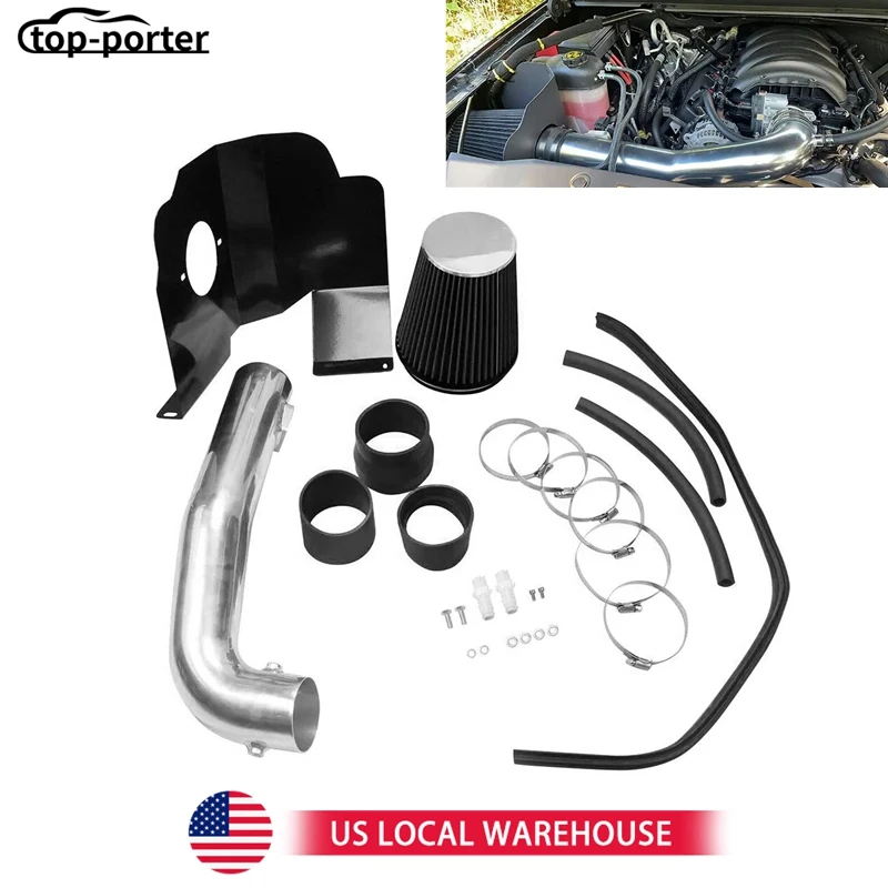 

Cold Air Intake Kit + Heat Shield For 2014-2019 GMC Sierra with 5.3L/6.2L V8 Engine For 14-19 Chevrolet GMC Cadillac 5.3L 6.2L