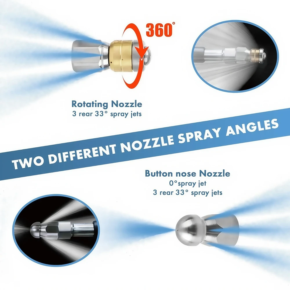2 ~ 50m 1/4 بوصة NPT الضغط التنظيف آلة خرطوم 5800 PSI الصرف التنظيف خرطوم دوار الصرف الصحي الفوهة